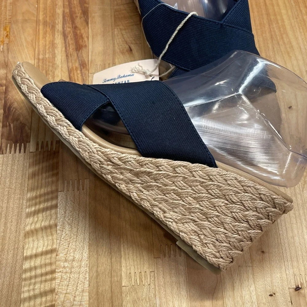 Tommy Bahama Suzette Navy Blue Espadrille Wedge Sandals Womens 8M PL251196 NEW